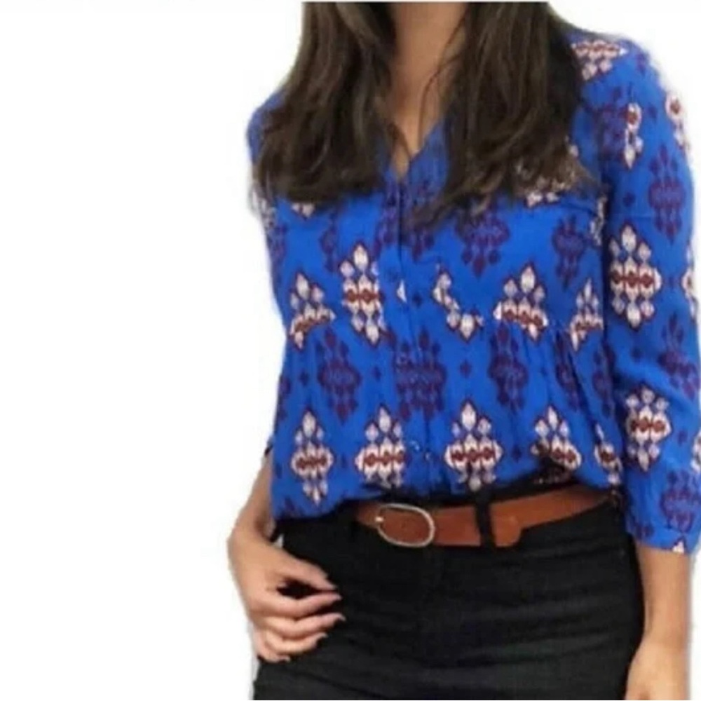 Maeve Blue Patterned Blouse